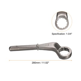 HARFINGTON Offset Box End Tubular Handle Wrench 1-3/4" CR-V 12 Point Offset Single End Torx Wrench High Neck Tubular Box Wrenches for Tightening Remove Screws and Fasteners, Silver Gray