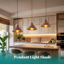 GIGGI Retro Rustic Brown Light Shade Ceiling, Cone Metal Lampshades for Ceiling Lights, Industrial Easy Fit Pendant Lamp Shades for Table Lamps, Living Room, Bedroom, Kitchen, Hallway, Home Décor