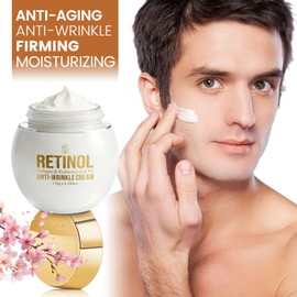 Retinol Face Cream for Men with Hyaluronic Acid, Hydrating & Anti Wrinkle Moisturizer, Gentle Nourishing for Sensitive Skin, Even Skin Tone, Plumps & Soothes Daily Face Body Moisturizer, 4.59oz