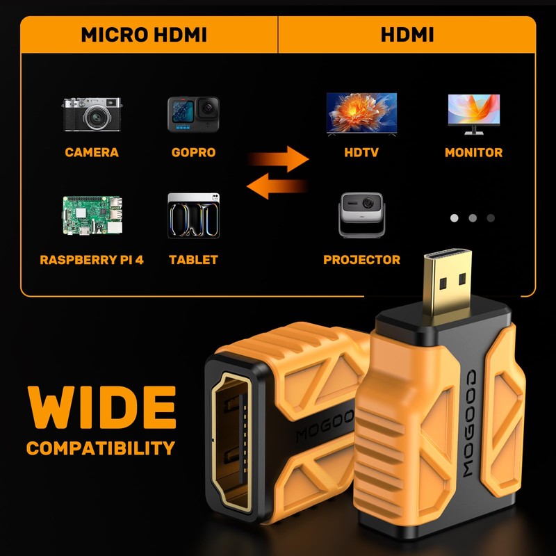 MOGOOD Micro HDMI to HDMI Adapter 1 Pack, 4K@30Hz, HDR,