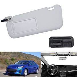 Left Driver Side Sun Visor Compatible with Mazda 3 2010 2011 2012 2013 with Light , BBM2-69-320C-75 BBM3-69-320C-75 Beige