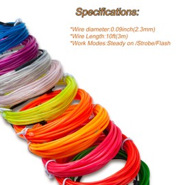 Podazz Flexible Neon Lighting Wire Rope Light Cord EL Cable Wire with 3 Modes for Party Lighting (Green, 10 ft)