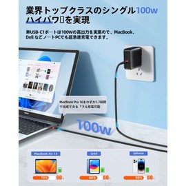 Honest Rainbow PD Charger, 100 W, USB-C Type C [PD3.0 Compatible, PSE Technical Standards, Single Port, 100W High Output], Small, Rapid Folding Type C Charger, Supports PC, Laptop, MacBook Rapid