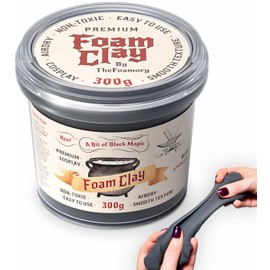 The Foamory Moldable Cosplay Foam Clay (300g Black) High Density Air Dry Clay, EVA Foam Sands Paints Easily, Non-Toxic Safe for Kids, Adults & Crafts