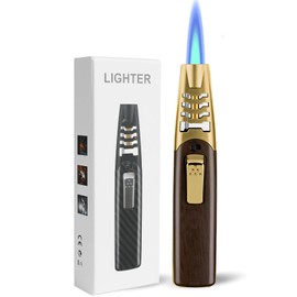 ZQMW Torch Lighter, Adjustable Big Jet Flame Butane Lighter, Windproof Refillable Butane Torch Lighter for Candle Kitchen Cooking BBQ Grill Soldering with Safety Lock (Butane Not Included)