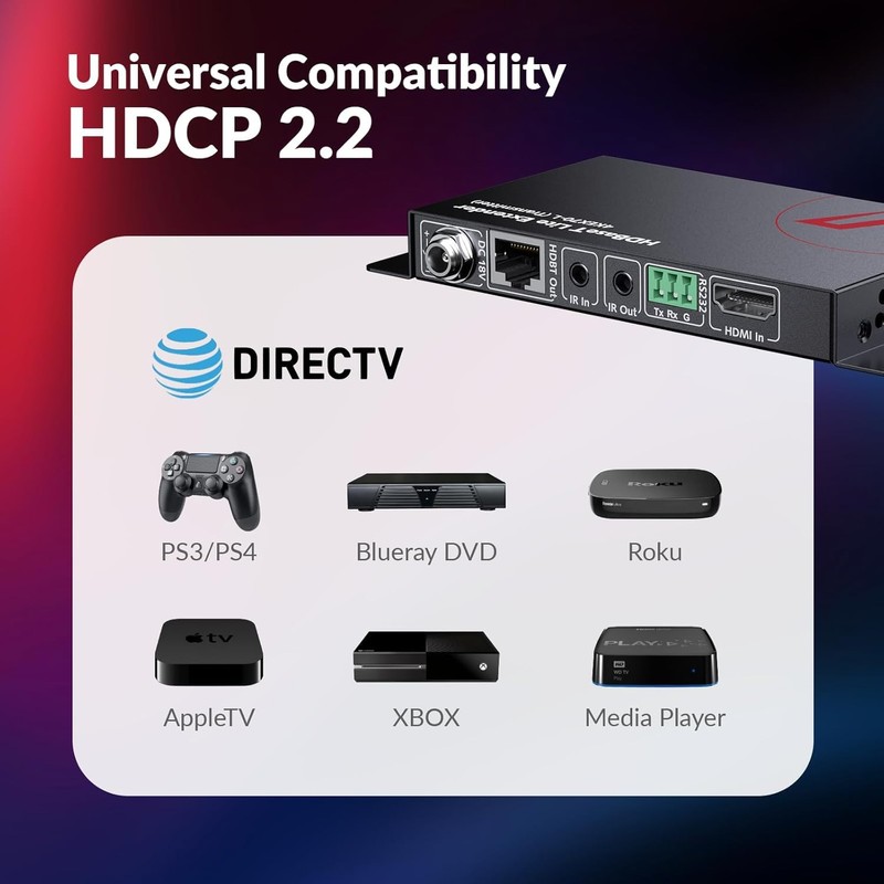 AV Access HDBaseT HDMI Extender Over Cat6a/7, 4K@60Hz 130ft /