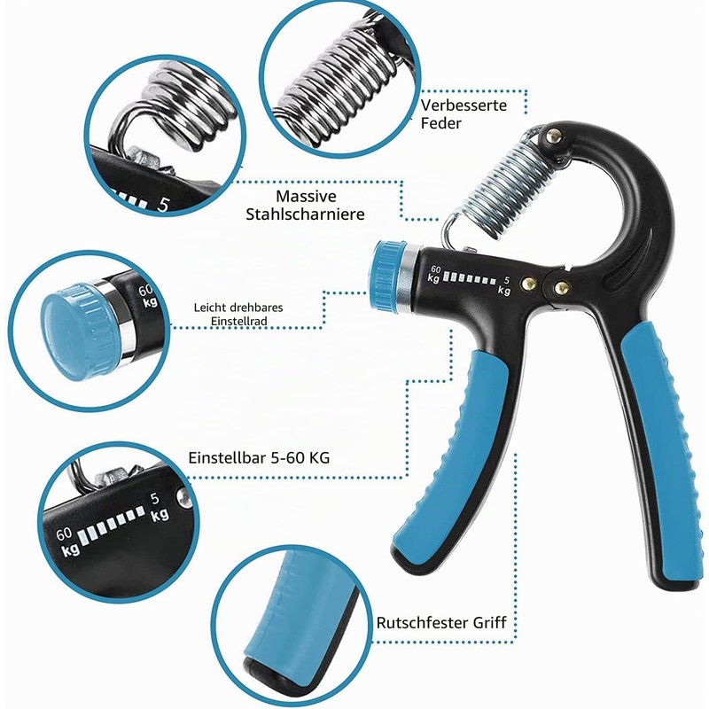 HCT STYLE Hand Exerciser Adjustable 5-60kg - Grip Trainer/Hand Gripper