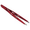 HTS 172D2 4" Red Slanted Eyebrow Tweezers with Droplet Holes