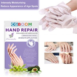 5 Pairs Hands Moisturizing Gloves, Hand Skin Repair Renew Mask w/Infused Collagen, Moisture Enhancing Gloves for Dry, Aging, Cracked Hands (Lavender)