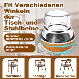 JCrunaway Chair Leg Caps, Round Chair Leg Protectors, Pack of 24, Spherical Protective Caps for Slanted / Vertical Chair Legs, Diameter of 14-18 mm, Wear-resistant Felt Gliders for Chairs/Table