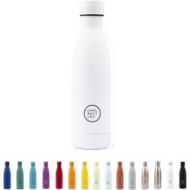 Cool Bottles - Trinkflasche aus Edelstahl - 750 ml - Mono White - 30,5 x 8 cm -Thermische Kaltgetränke 36 Stunden und Heißgetränke 18 Stunden - Triple-Cool Technology - BPAFrei