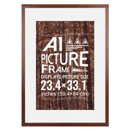 HOMESEVEN A1 Picture Frame (23.4 x 33.1 inches), Solid Wood Brown Wood Poster Frame-Horizontal and Vertical Wall Hanging for Home, Exhibition, Caffe(Brown)