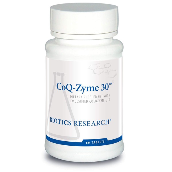 BIOTICS Research CoQZyme 30 Milligram of emulsified coenzyme Q10 CoQ10. Supplies Superoxide dismutase and catalase, Two Important antioxidants 60 Tabs