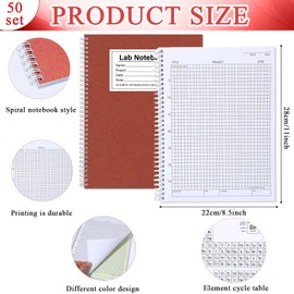 gisgfim 1 Pack Minimalist Carbonless Chemistry Lab Notebook 8.5x11 Inch 50 Sets of Pages 100 Sheets Total Student Laboratory Notebook Scientific Grid Pages Wire Binding for Students Researchers