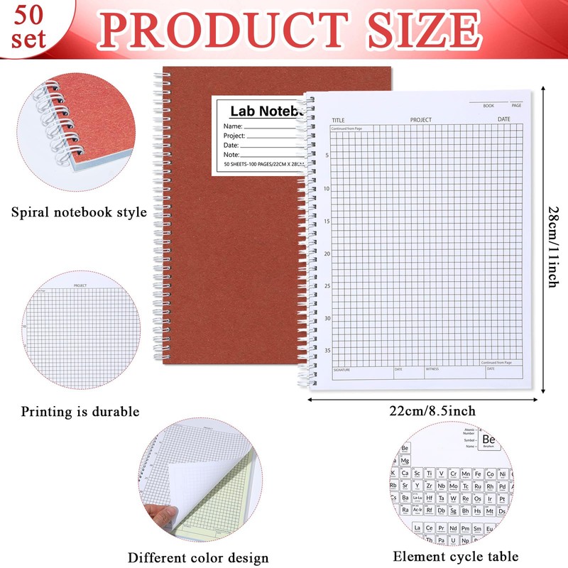 gisgfim 1 Pack Minimalist Carbonless Chemistry Lab Notebook 8.5x11 Inch
