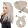 YoungSee 24inch Real Hair Extensions Nano Ring Platinum Blonde Remy