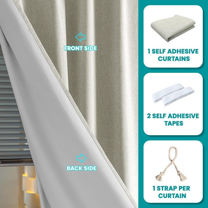 Sovtfides 100% Blackout Magic Tape Stick On Curtains Window Shades