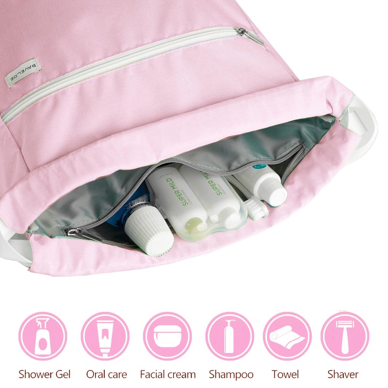 BAVELOE Drawstring Backpack with Wet Pocket & Shoe Compartment, Water-Resistant