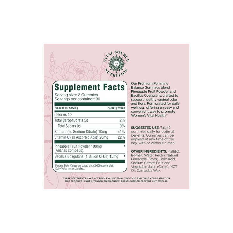 Vital Source Nutrition Gomitas Equilibrio Femenino Salud Bienestar Mujer Apoyo