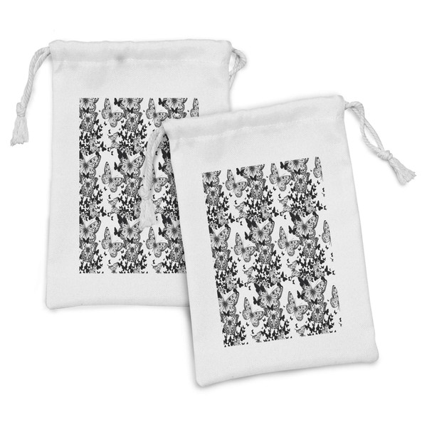 Ambesonne Black and White Fabric Pouch Set of 2, Starry