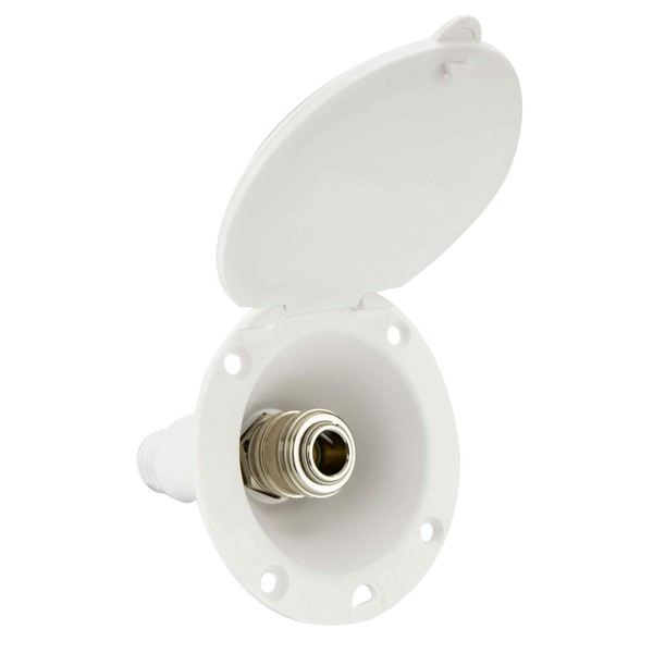 RecPro RV Exterior Spray Port Hook-Up Connector | Optional Hose with Sprayer or Quick Connector | RV Exterior Shower Port (White, Port Only)