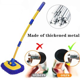 BMLEI Car Wash Brush with Long Handle, Microfiber Towels Car Wash Kit Cleaning Supplies, Car Wash Mop Mitt with 2 Replacement Head, Extension Pole Car Brush Cleaning Kit for Cars Trucks(Blue)