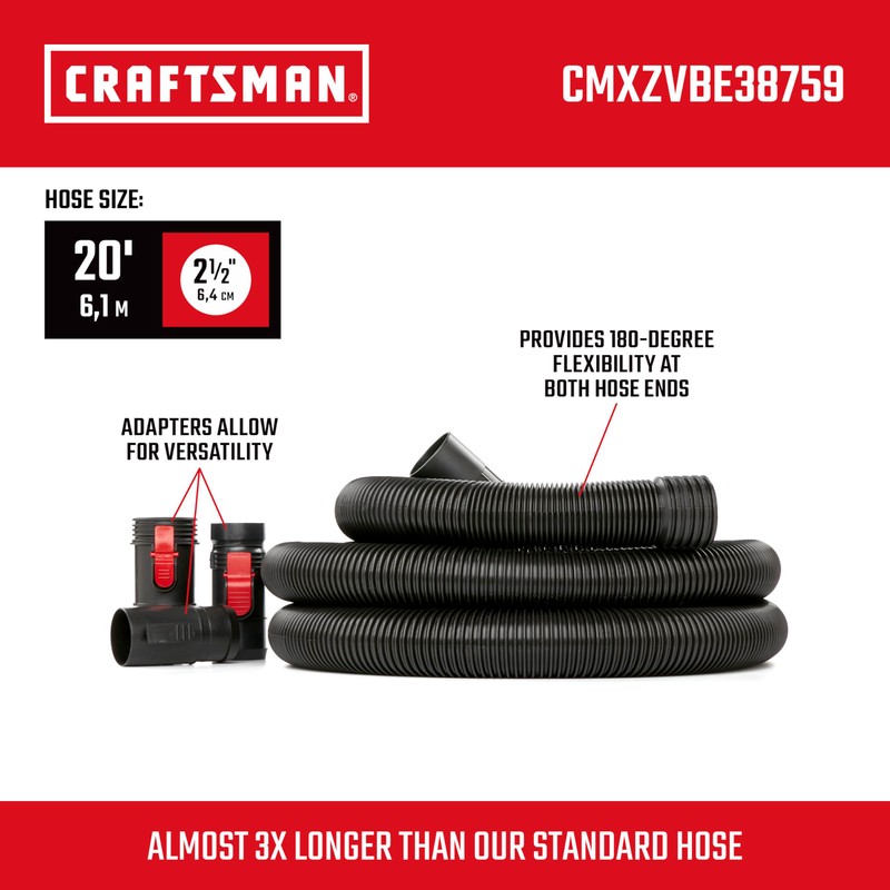 CRAFTSMAN CMXZVBE38759 2-1/2 in. x 20 ft. POS-I-LOCK Wet Dry