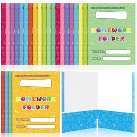 Outus 24 Pcs Classwork Homework Pocket Folders Bulk Classroom Folders Portfolio Folder for Classroom Home Office Students Teachers Gifts School Supplies(Homework)