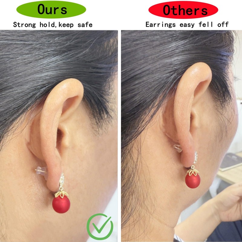 Clear Silicone Earring Backs for Droopy Ears & Studs with