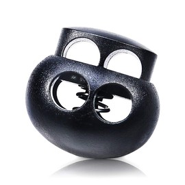 lingzaling Spring Cord Stopper, 2 Hole Cord Lock, Round Type, Approximately 0.2 inch (6 mm) Diameter, Black (Pack of 10)