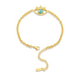 ixluck Gold Plated Blue Evil Eye Bracelet Adjustable Good Luck Bracelet Protection Jewelry Gift for Women