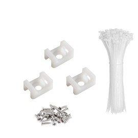 60 Set White Cable Zip Tie Mounts Kit,Wire Cable Clips Organizer Holders Clamps，Cable Zip Tie Saddle Type Mounts Base with 8" Cable Ties and Tapping Screw