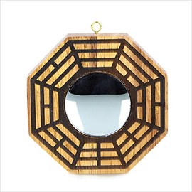 Better us Chinese Feng Shui Wood Bagua Mirror 6 Inch Fengshui ba gua Mirrors (Concave)