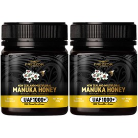 FREZZOR Premium New Zealand Raw Multifloral Manuka Honey with UAF1000+ Super Antioxidant, 230% More Bioactive, Best Support for Everyday Wellness, Antioxidant Superfood, 2 Jars (17.6oz/500g)
