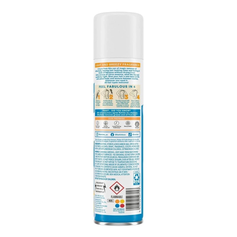 5 Pack Batiste Instant Hair Refresh Dry Shampoo Light &