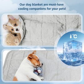 LOOBANI Cooling Blanket for Dogs, 0.4>Q-Max Washable Dog Cooling Blanket, Soft and Lightweight Dog Cooling Mat for Summer, Suitable for Bed Cover Couch Sofa, Protect Furniture