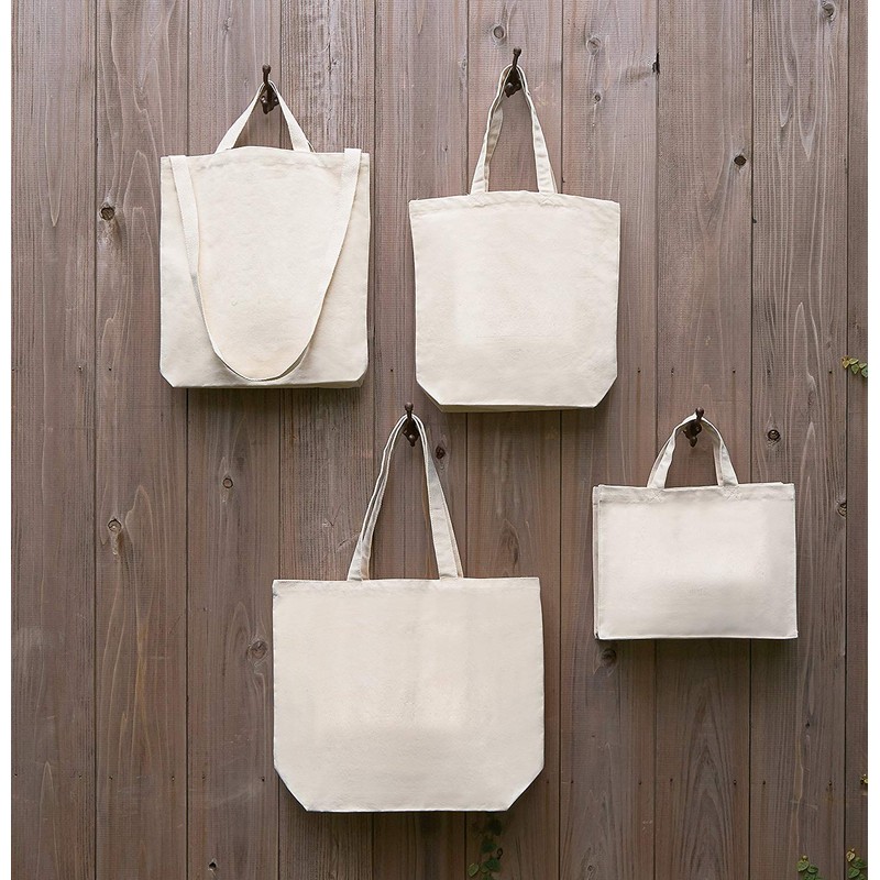 161003 Basic Standard Canvas Cotton Shoulder Tote Bag, Solid, Thick,