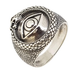 Treasure Bay 925 Sterling Silver Punk Gothic Eye Ring Vintage Silver Ring for Men (Z/13)