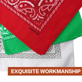 Raylarnia Bandana Multi-Purpose 100% Cotton Headbands for Women, 22 inch Paisley Cowboy Bandanas for Men