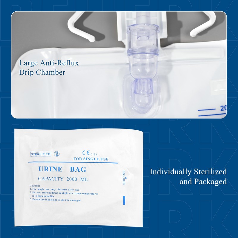 BeHerk 2000mL Catheter Bags for Men and Women 3 Pack