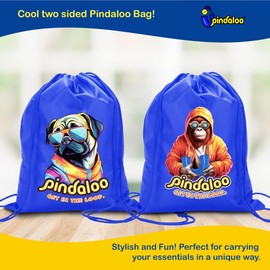 pindaloo cool Drawstring Backpack Bag - Blue 2 different sides logo.