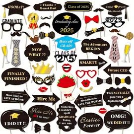 Pack of 50 Abi 2025 Decoration, Graduation Decoration, Graduation Party Photo Booth Props Props, Graduation Picture Props, Graduation Hat Masks Tie Glasses