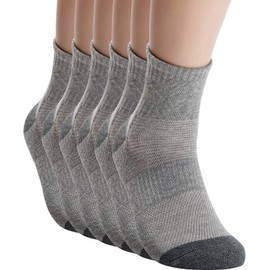 Pro Mountain Quarter Ankle Compression Athletic Cotton Mesh Instep Sports Hiking Socks Size M US Men Shoe 7-9 Women 8-10 6 Pairs Grey