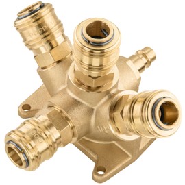 Poppstar Wanddose Druckluftverteiler für Wandmontage, 4-Fach (4x Schnellkupplung / 1x Stecker NW 7.2 G 1/2")