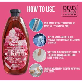 Dead Sea Collection Bubble Bath for Women and Men - with Cherry Oil and Pure Minerals - Nourishing and Moisturizing Skin - 33.8 Fl. Oz