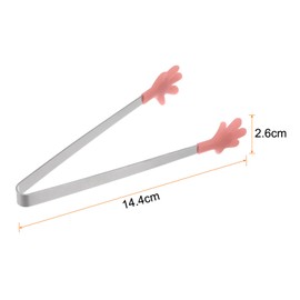 HARFINGTON Mini Food Tongs 5.67" Hand Shape Stainless Steel with Silicon Tips Small Cooking Tongs Kitchen Food Tongs Serving Tongs for Cooking Grilling BBQ Barbecue Kitchen, Coral Pink