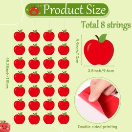 Sinload 8 Pcs Apple Classroom Decorations Red Apples Garland Banner Back to School Paper Cutouts Hanging Decor for Home Chalkboard First Day of School Party Supplies