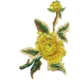 Liveish DIY Rose Sequin Applique, Yellow Patches Embroidered Applique, Beaded Applique for Dresses and Other Apparel Decoration Rose Patches (Yellow)