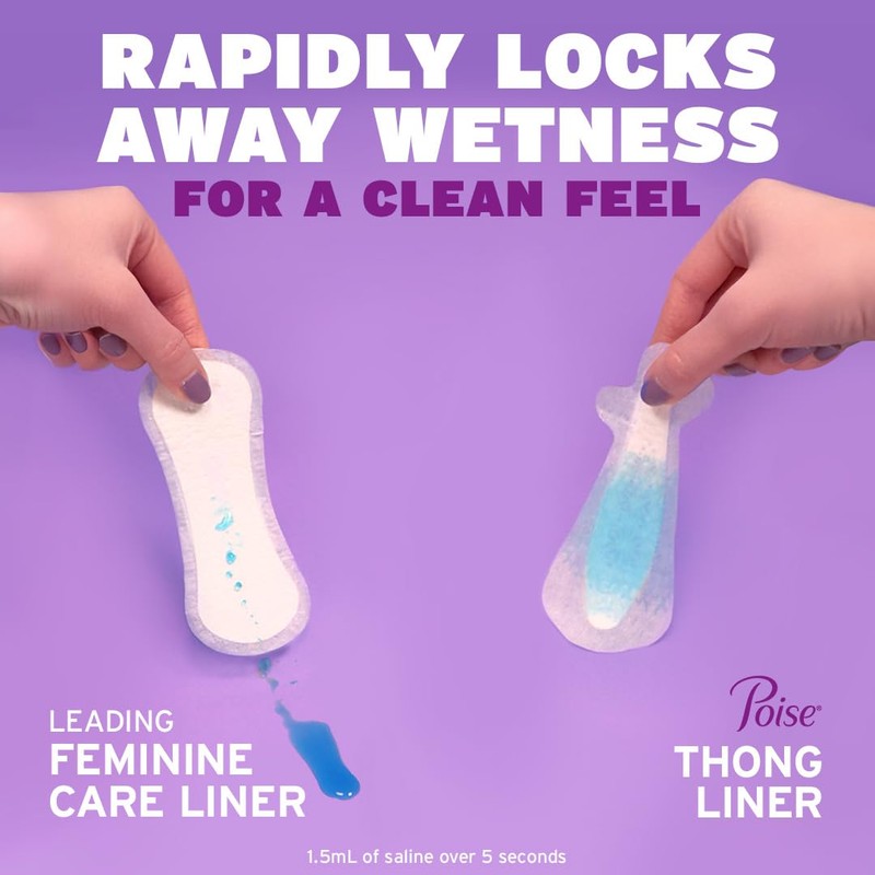 Poise Daily Thong Liners, Incontinence Panty Liners for Bladder Leaks,