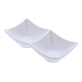 LAPIS Tableware East 2 Piece Small Bowl, Square, White, Divider Plate